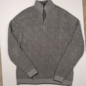 Tommy Bahama Gray Cable Knit Quarter Zip Sweater - Men's Size XL Cotton Chunky